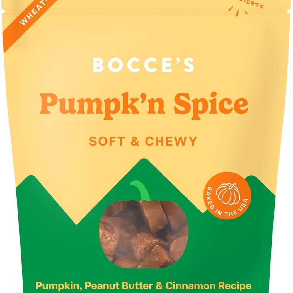 Bocce’s Bakery Pumpk'n Spice Treats for Dogs, Wheat-Free Everyday Dog Treats, Ma